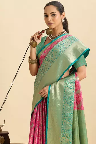 soft litchi art silk kanjeevaram art silk jacquard saree (anarkali-peach)