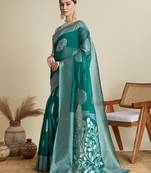 art silk fancy jacquard saree (flower-ball-01-green)