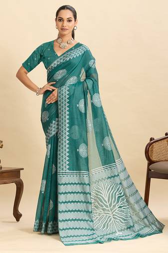 art silk fancy jacquard saree (flower-ball-02-green)