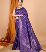 soft litchi art silk banarasi art silk jacquard saree (morpich-violet)