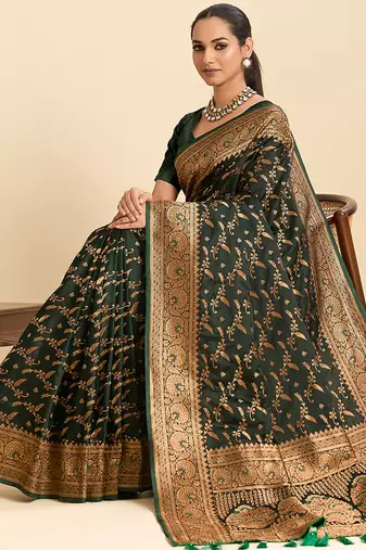 soft litchi art silk banarasi art silk jacquard saree (nayanthara-green)