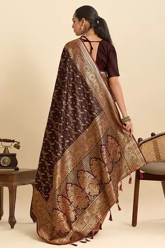 soft litchi art silk banarasi art silk jacquard saree (nayanthara-maroon)
