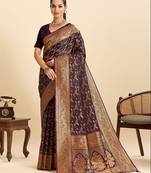 soft litchi art silk banarasi art silk jacquard saree (nayanthara-wine)