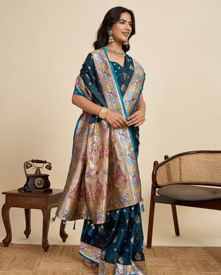 soft litchi art silk paithani jacquard saree (ragini-paithani-firoji) 4