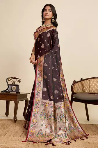 soft litchi art silk paithani jacquard saree (ragini-paithani-maroon)