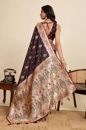 soft litchi art silk paithani jacquard saree (ragini-paithani-maroon)