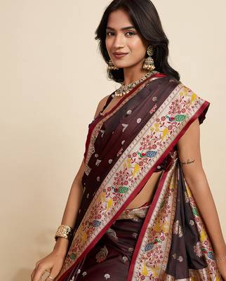 soft litchi art silk paithani jacquard saree (ragini-paithani-maroon) 5