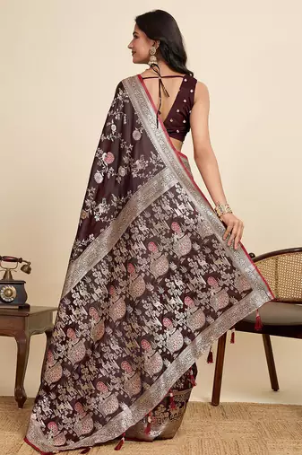 soft litchi art silk paithani jacquard saree (rajgharana-new-maroon)
