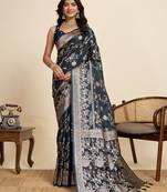 soft litchi art silk paithani jacquard saree (rajgharana-new-navy)