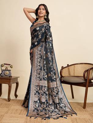 soft litchi art silk paithani jacquard saree (rajgharana-new-navy) 2