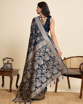 soft litchi art silk paithani jacquard saree (rajgharana-new-navy) 3