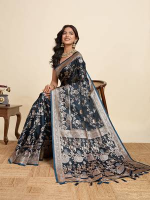 soft litchi art silk paithani jacquard saree (rajgharana-new-navy) 4