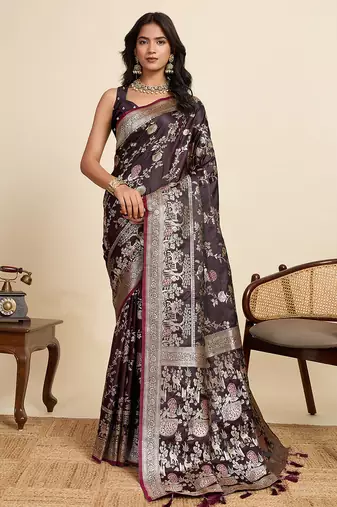soft litchi art silk paithani jacquard saree (rajgharana-new-wine)