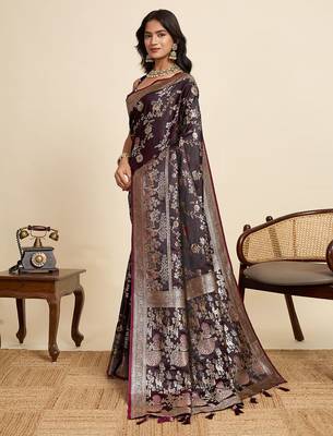 soft litchi art silk paithani jacquard saree (rajgharana-new-wine) 2