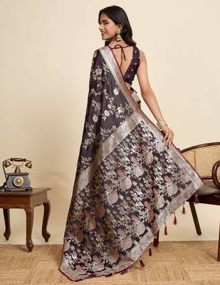 soft litchi art silk paithani jacquard saree (rajgharana-new-wine) 3