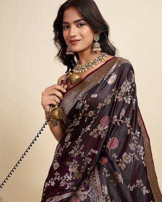soft litchi art silk paithani jacquard saree (rajgharana-new-wine) 5