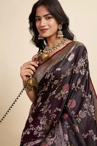 soft litchi art silk paithani jacquard saree (rajgharana-new-wine)