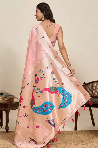cotton art silk paithani jacquard saree (rajvi-paithani-peach)