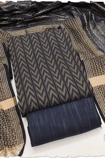 navy blue cotton jacquard salwar suit dress material