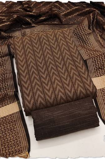 brown cotton jacquard salwar suit dress material