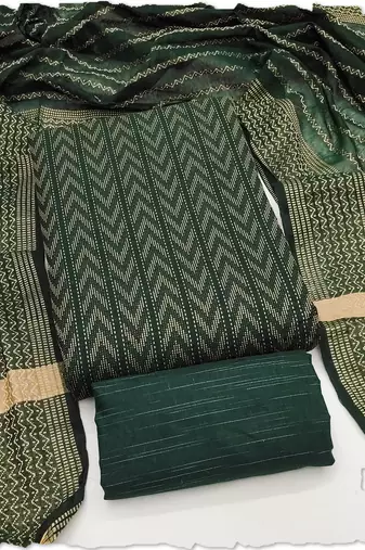 dark green cotton jacquard salwar suit dress material