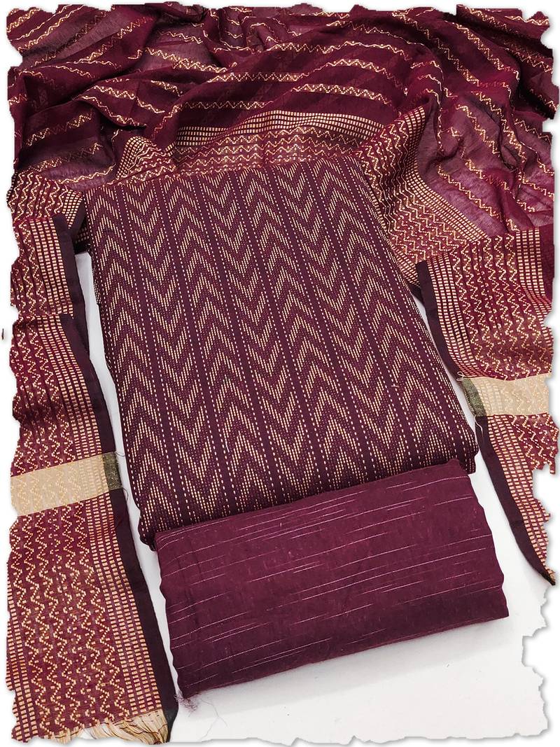 maroon cotton jacquard salwar suit dress material