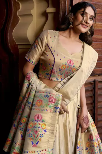 Shimmer Paithani Chaniya Choli with Zari Weaving Work