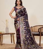 soft litchi art silk banarasi art silk jacquard saree (yesha-01-wine)