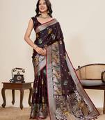 soft litchi art silk banarasi art silk jacquard saree (yesha-02-maroon)