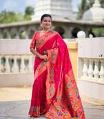 soft litchi art silk paithani jacquard saree (anuradha-paithani-rani-pink)