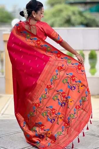 soft litchi art silk paithani jacquard saree (anuradha-paithani-rani-pink)