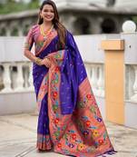 soft litchi art silk paithani jacquard saree (anuradha-paithani-violet)