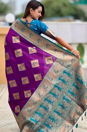 soft litchi art silk banarasi art silk jacquard saree (apurva-magenta)