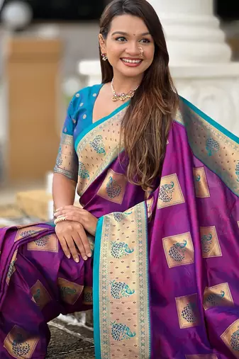 soft litchi art silk banarasi art silk jacquard saree (apurva-magenta)