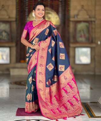 soft litchi art silk banarasi art silk jacquard saree (apurva-morpich) 2