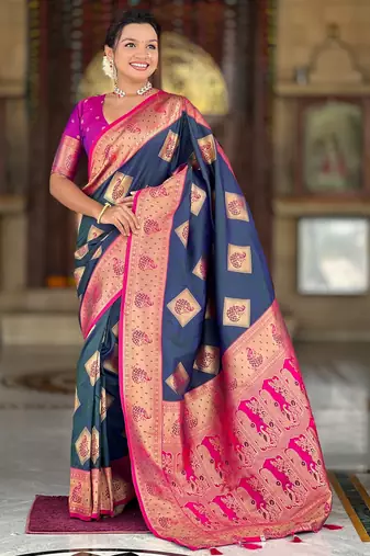 soft litchi art silk banarasi art silk jacquard saree (apurva-morpich)