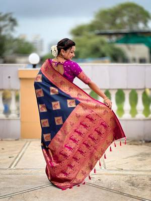 soft litchi art silk banarasi art silk jacquard saree (apurva-morpich) 3