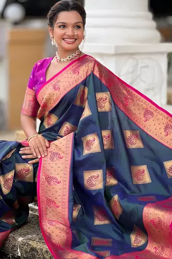 soft litchi art silk banarasi art silk jacquard saree (apurva-morpich)