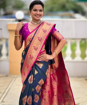 soft litchi art silk banarasi art silk jacquard saree (apurva-morpich) 5