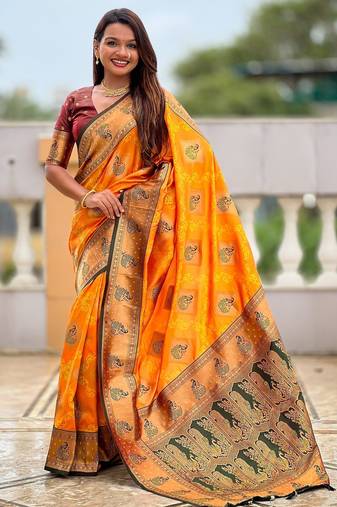 soft litchi art silk banarasi art silk jacquard saree (apurva-mustured)