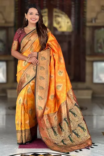 soft litchi art silk banarasi art silk jacquard saree (apurva-mustured)