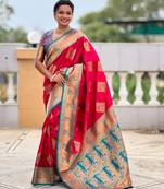 soft litchi art silk banarasi art silk jacquard saree (apurva-rani-pink)
