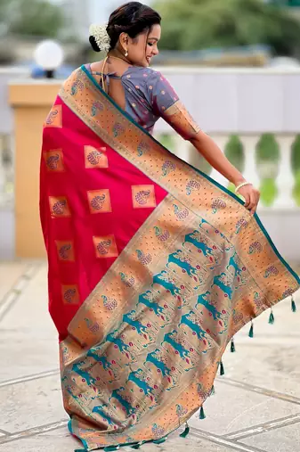soft litchi art silk banarasi art silk jacquard saree (apurva-rani-pink)
