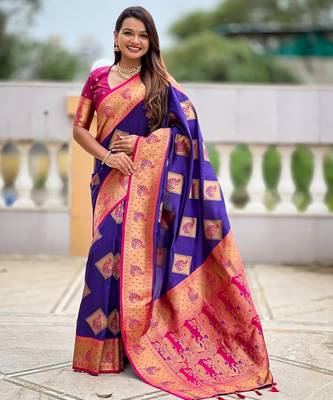 soft litchi art silk banarasi art silk jacquard saree (apurva-violet) 1