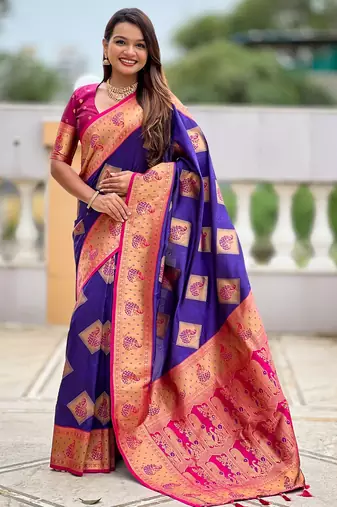 soft litchi art silk banarasi art silk jacquard saree (apurva-violet)