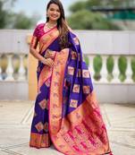 soft litchi art silk banarasi art silk jacquard saree (apurva-violet)