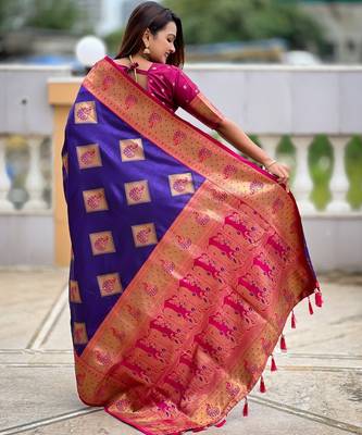 soft litchi art silk banarasi art silk jacquard saree (apurva-violet) 3