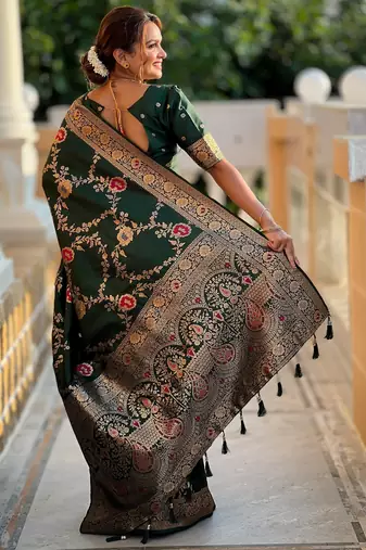 soft litchi art silk banarasi art silk jacquard saree (banarasi-1-b-green)