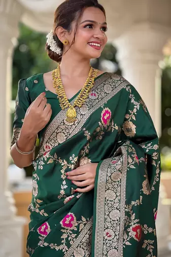 soft litchi art silk banarasi art silk jacquard saree (banarasi-1-b-green)