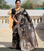 soft litchi art silk banarasi art silk jacquard saree (banarasi-1-black)